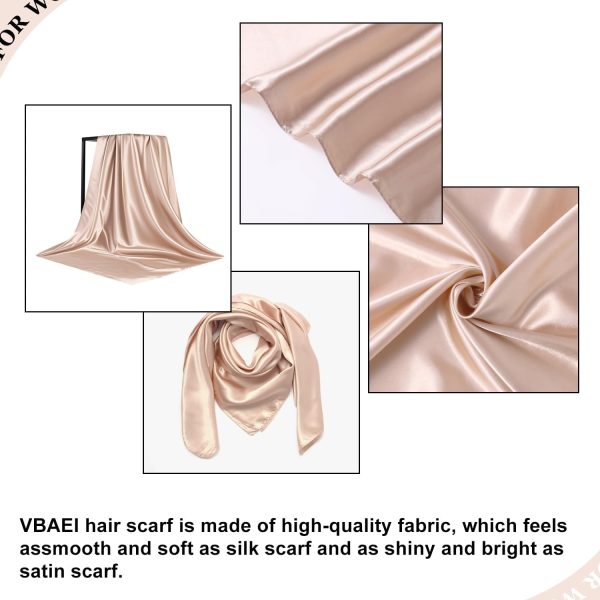 35” Large Square Satin Head Scarf - 3Pcs Silk Like Head Scarves Silk Bandana Satin Hair Scarf Head Wraps For Women - Image 2