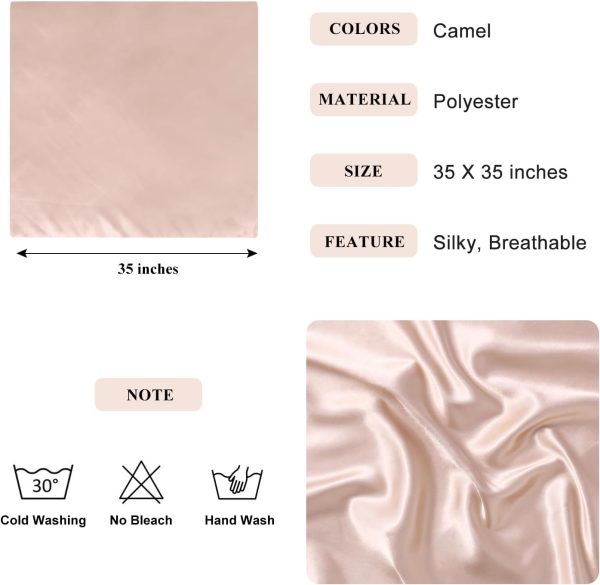 35” Large Square Satin Head Scarf - 3Pcs Silk Like Head Scarves Silk Bandana Satin Hair Scarf Head Wraps For Women - Image 3
