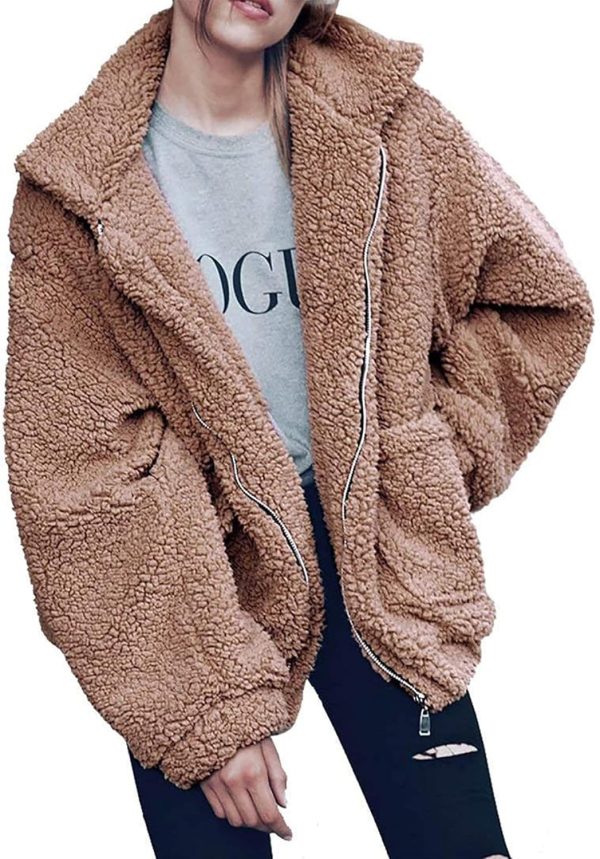 Women's Fashion Winter Coats Sherpa Fleece Faux Fur Shearling Oversized Trendy Jackets Warm Outerwear Clothing