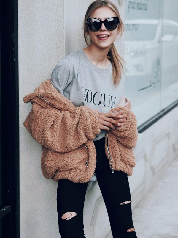 Women's Fashion Winter Coats Sherpa Fleece Faux Fur Shearling Oversized Trendy Jackets Warm Outerwear Clothing - Image 2