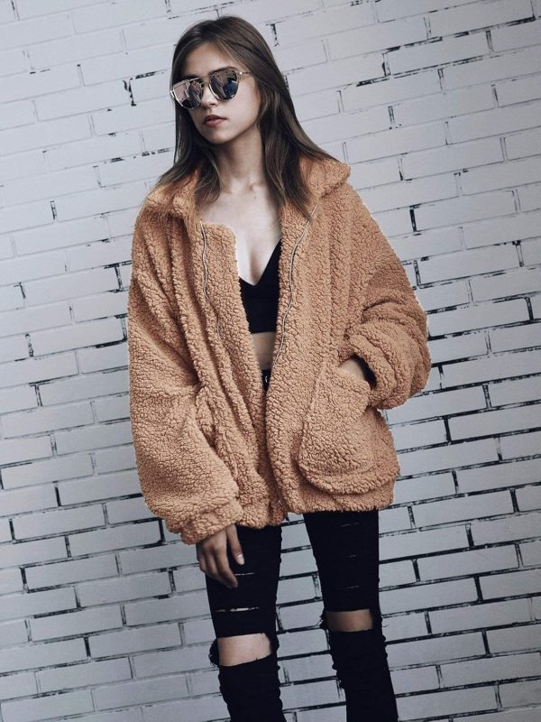 Women's Fashion Winter Coats Sherpa Fleece Faux Fur Shearling Oversized Trendy Jackets Warm Outerwear Clothing - Image 3