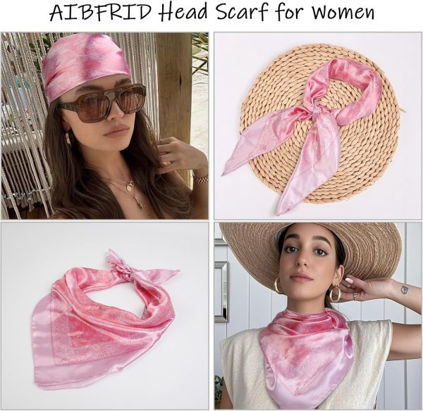 Square Head Scarves Satin Silk Hair Scarf Boho Bandana Headwear for Women Silk Feeling Hair Wrap Neck Scarf - Image 6